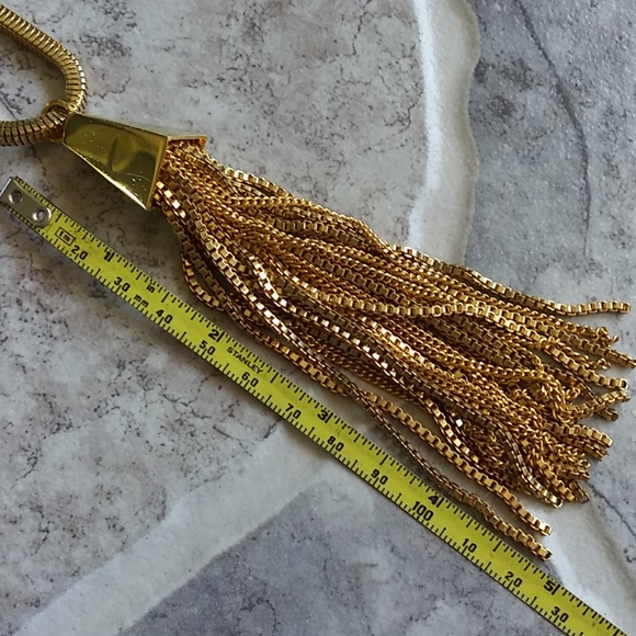 Vince Camuto Chic Goldtone Thick Snake Chain Tassel Necklace - Picture 4 of 8